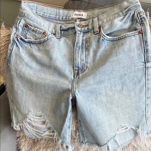 Pistola Faded Blue Ripped Jean Shorts